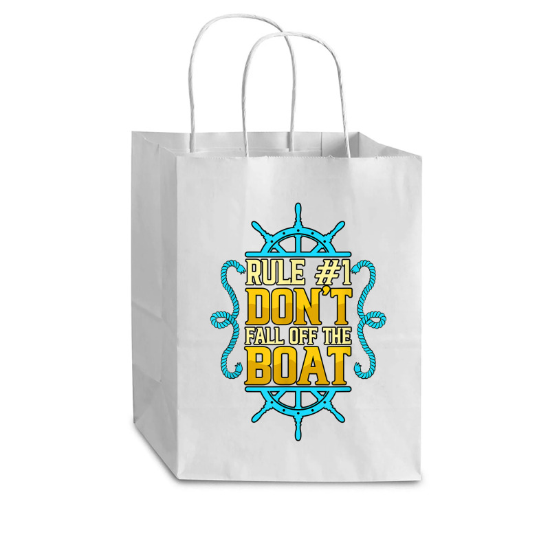 Rule 1 Don't Fall Off The Boat Pontoon Captain Boating T Shirt Cub Paper Bag - 8 X 4 1/2 X 10 1/4 | Artistshot