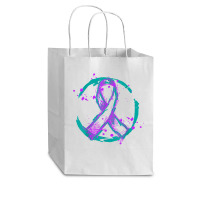 Retro Purple Green Ribbon National Hospice Palliative Care T Shirt Cub Paper Bag - 8 X 4 1/2 X 10 1/4 | Artistshot