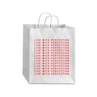 Live With Perfection Red Pattern Aesthetic Debie Paper Bag - 10 X 5 X 13 | Artistshot