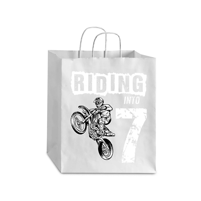 Riding Into 7 Years Old 7th Birthday Boy Dirt Bike Party Debie Paper Bag - 10 X 5 X 13 | Artistshot