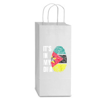 Fingerprint Dna Biometry Flag Mozambique T Shirt Double Wine Paper Bag - 6 1/2 X 3 1/2 X 12 3/8 | Artistshot