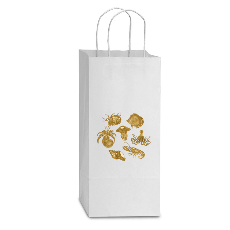 Golden Crustaceancore Double Wine Paper Bag - 6 1/2 X 3 1/2 X 12 3/8 | Artistshot