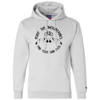 Ride The Mountains   Mountain Bike And Camping Champion Hoodie | Artistshot