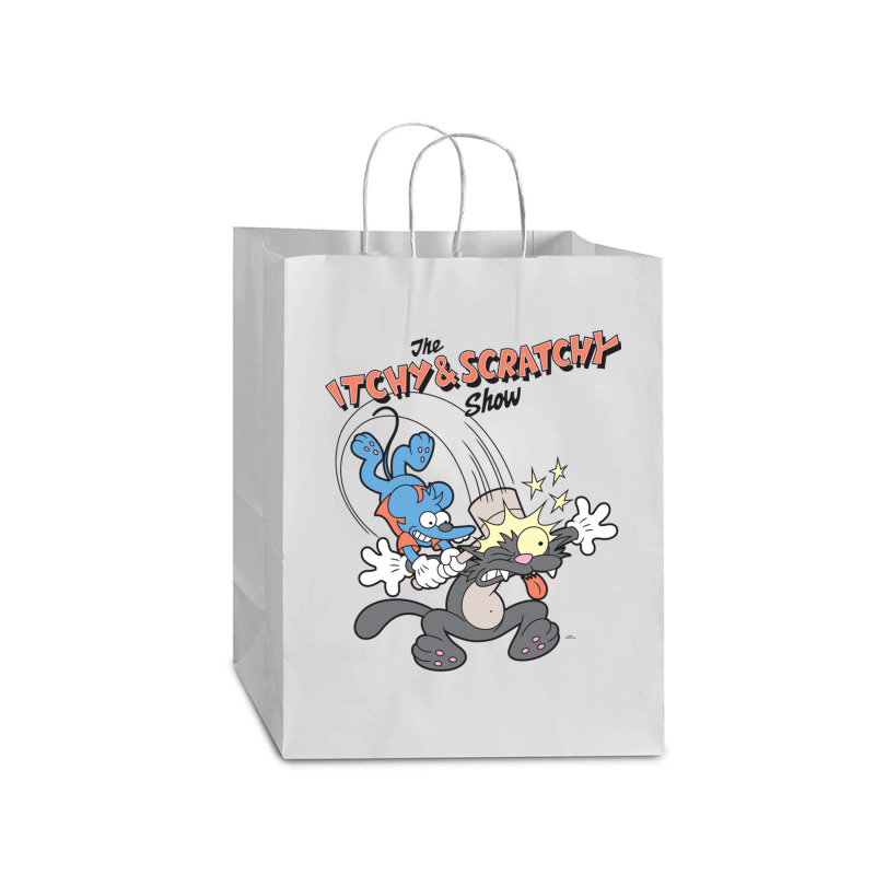 Us The Simpsons Itchy & Scratchy Hammer 01 Heather Grey H Pullover Hoo Mart Paper Bag -13 X 7 X 17 | Artistshot