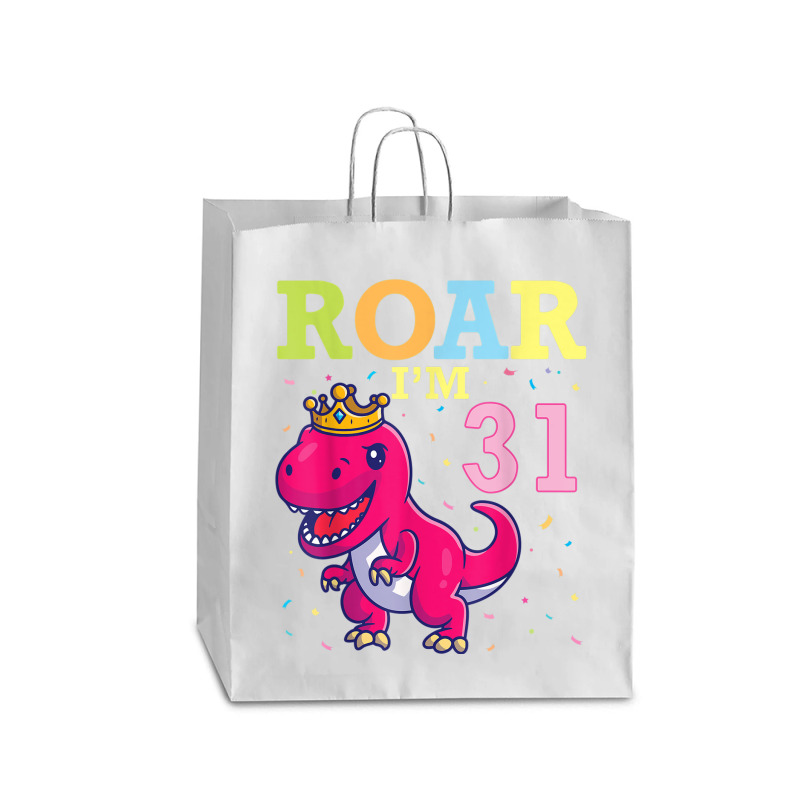 King Dinosaur Dance Happy My Birthday Roar I'm 31 Years Old Queen Paper Bag - 16 X 6 X 19 1/4 | Artistshot