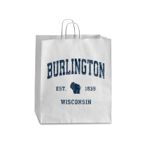 Burlington Wisconsin Wi Vintage Athletic Navy Sports Design Queen Paper Bag - 16 X 6 X 19 1/4 | Artistshot