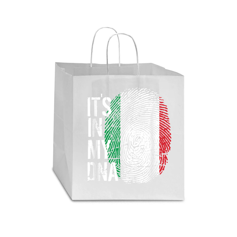 Italian Pride Fingerprint - It_s In My Dna Italy Flag Star Paper Bag - 13 x 7 x 13 by JamesPlyler | Artistshot