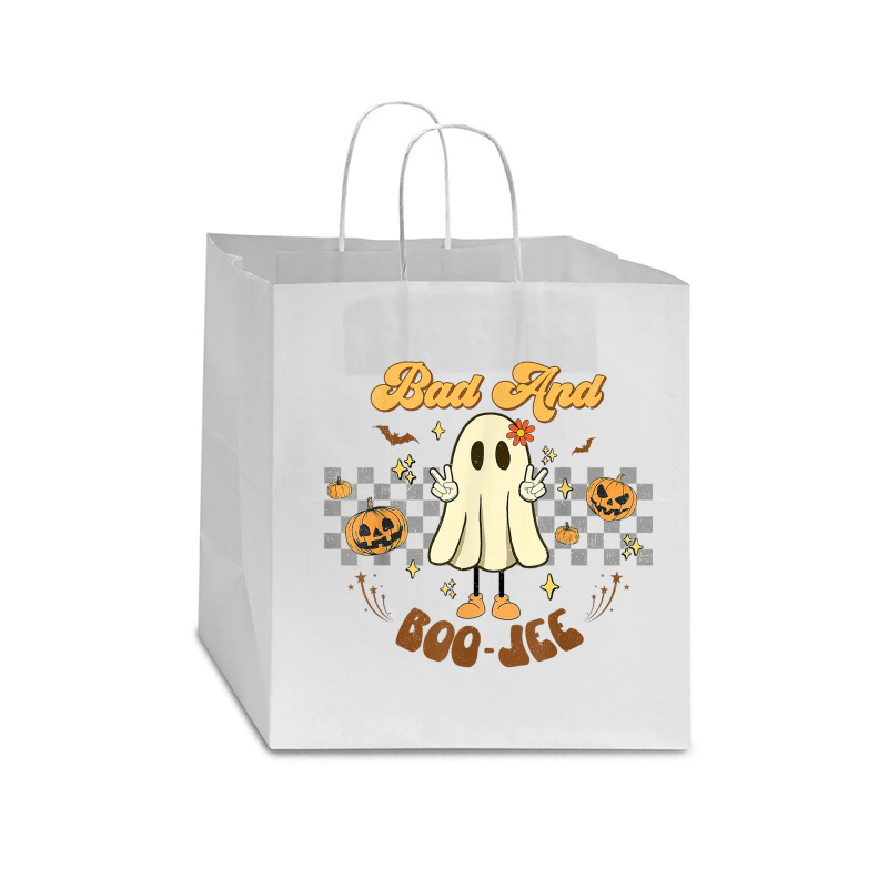 Retro Halloween Ghost Bad And Boo Jee Pumpkin Star Paper Bag - 13 X 7 X 13 | Artistshot