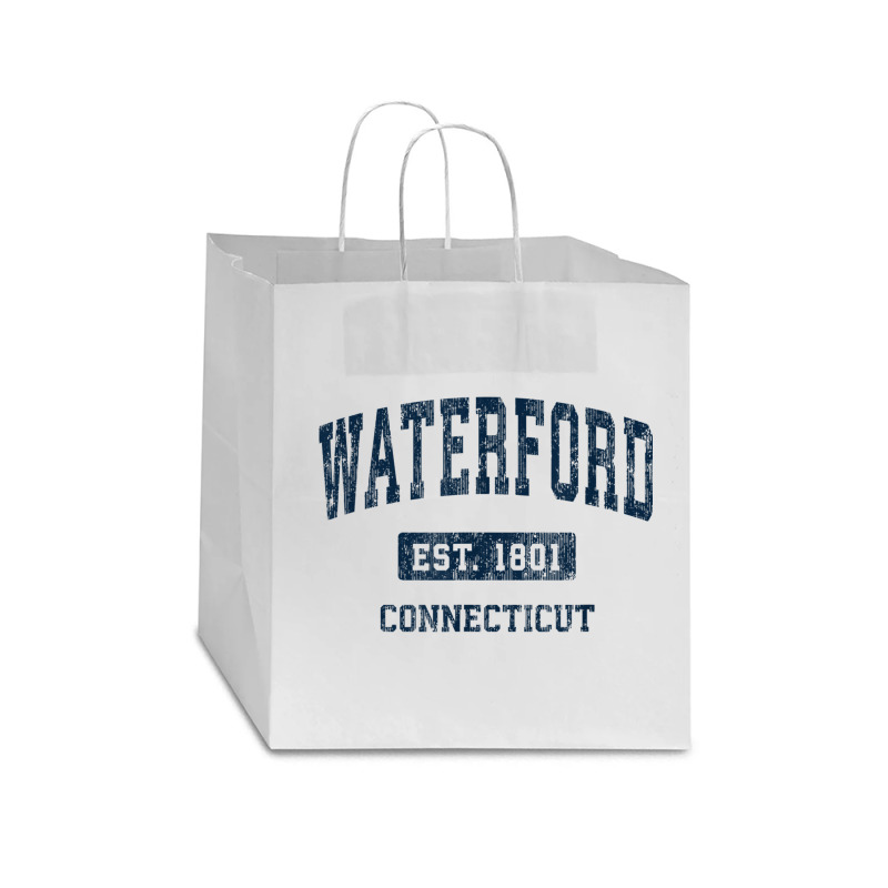 Waterford Connecticut Ct Vintage Athletic Sports Design Star Paper Bag - 13 X 7 X 13 | Artistshot