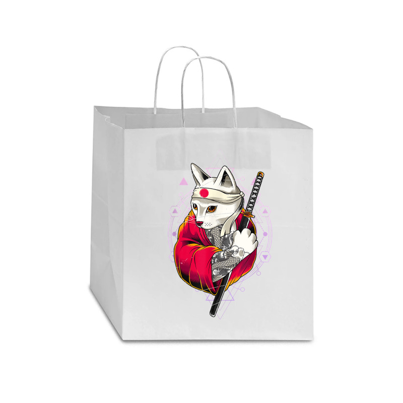 Pagan Occult Japan Flag Kawaii Anime Cat Samurai Pastel Goth Star Paper Bag - 13 X 7 X 13 | Artistshot