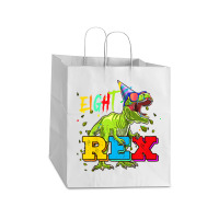 Kids Eight Rex 8th Birthday Gifts Eighth Dinosaur 8 Year Old Boy Take Out Paper Bag - 14 X 10 X 15 1/2 | Artistshot