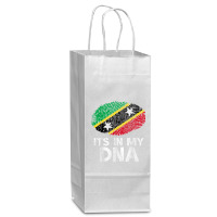 Its In My Dna Saint Kitts And Nevis Flag Fingerprint Wine Paper Bag - 5 1/2 X 3 1/4 X 13 | Artistshot