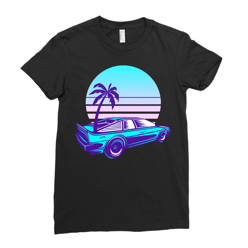 Synthwave T  Shirt Futuristic Car Retro Sunset Synthwave T  Shirt Ladies Fitted T-Shirt by brandycassin456 | Artistshot