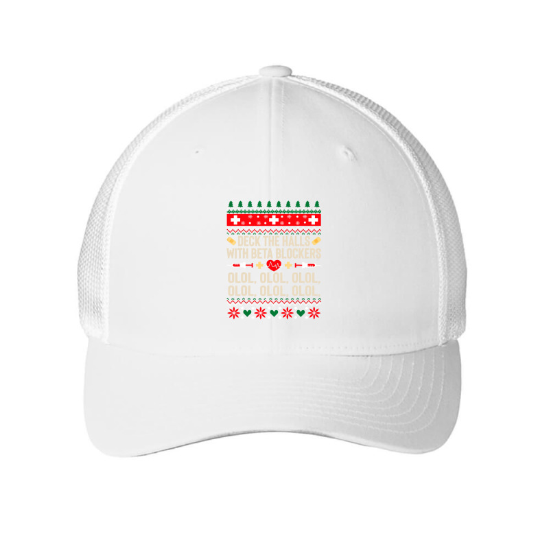 Deck The Halls With Beta Blockers Nurse Ugly Christmas Sweatshirt Mesh cap by DianneHenderson91 | Artistshot