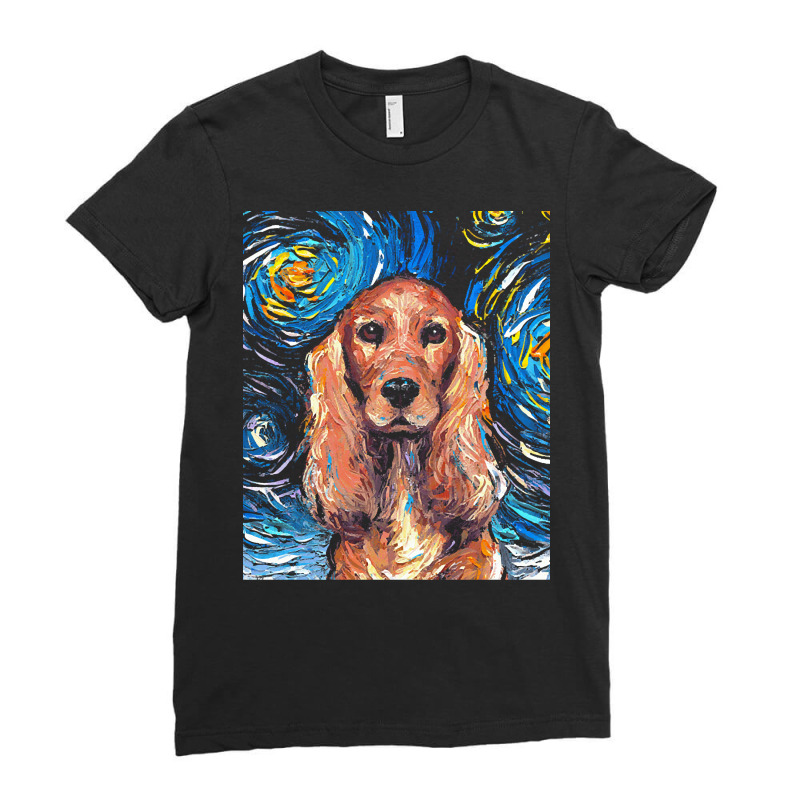 Cocker Spaniel T  Shirt Cocker Spaniel Night Ladies Fitted T-Shirt by heelsdreary | Artistshot