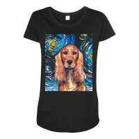 Cocker Spaniel T  Shirt Cocker Spaniel Night Maternity Scoop Neck T-shirt | Artistshot