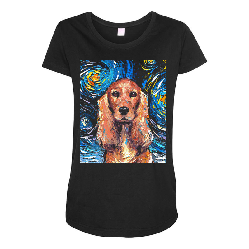 Cocker Spaniel T  Shirt Cocker Spaniel Night Maternity Scoop Neck T-shirt by heelsdreary | Artistshot