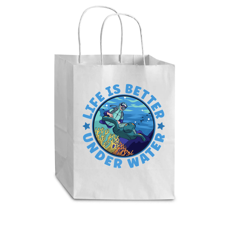 Life Is Better Under Water Marine Biology Scuba Diver Premium T Cub Paper Bag - 8 X 4 1/2 X 10 1/4 | Artistshot