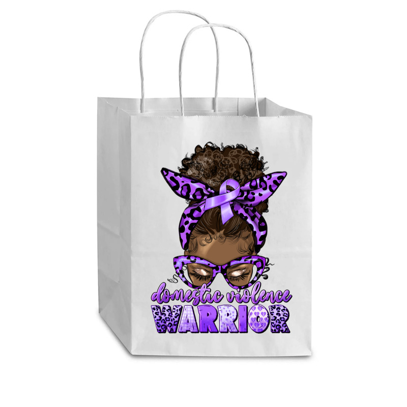 Domestic Violence Warrior Afro Messy Bun Cub Paper Bag - 8 X 4 1/2 X 10 1/4 | Artistshot