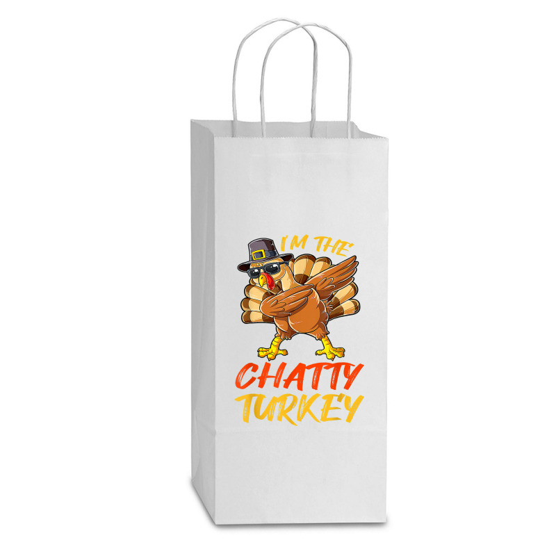 Chatty Turkey Matching Family Group Thanksgiving Party Double Wine Paper Bag - 6 1/2 X 3 1/2 X 12 3/8 | Artistshot