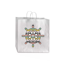 Ship Wheel Green Striped Jumbo Paper Bag - 18 X 7 X 18 3/4 | Artistshot