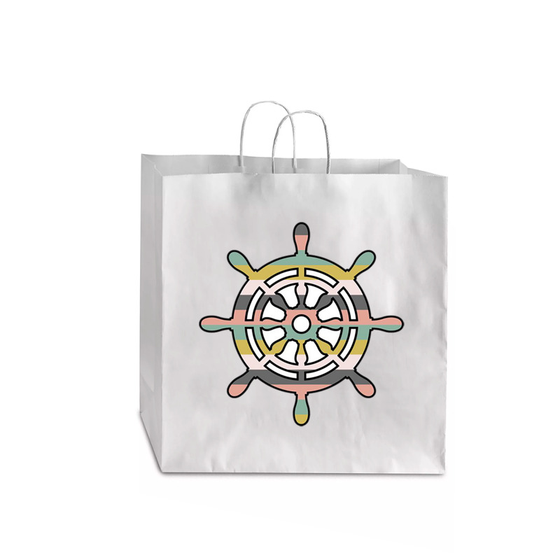 Ship Wheel Green Striped Jumbo Paper Bag - 18 X 7 X 18 3/4 | Artistshot