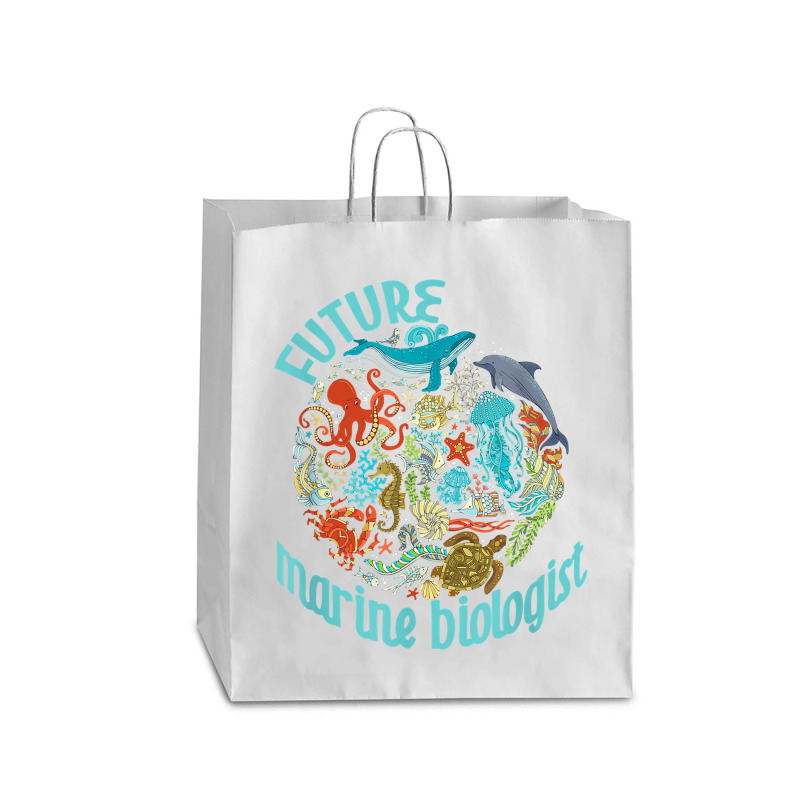 Future Marine Biologist Ocean Life Drawing Whale Octopus Queen Paper Bag - 16 X 6 X 19 1/4 | Artistshot