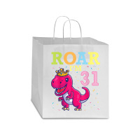 King Dinosaur Dance Happy My Birthday Roar I'm 31 Years Old Star Paper Bag - 13 X 7 X 13 | Artistshot