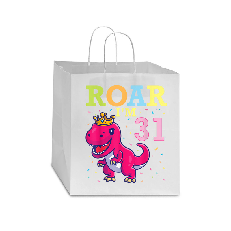 King Dinosaur Dance Happy My Birthday Roar I'm 31 Years Old Star Paper Bag - 13 X 7 X 13 | Artistshot