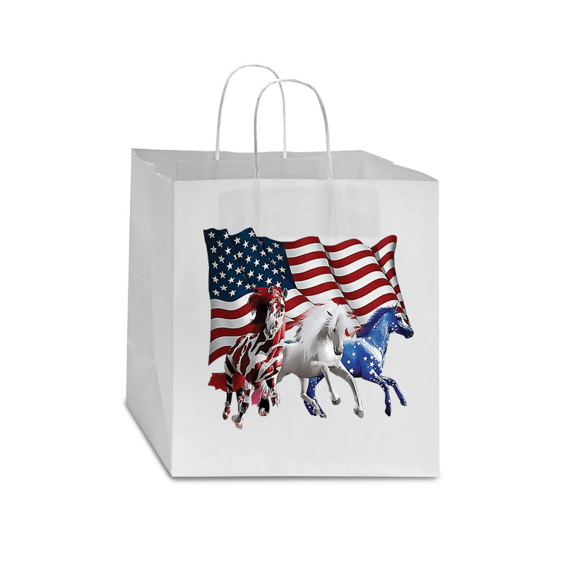 Horse American Flag, Horse American Flag Art, Horse American Flag Vint Star Paper Bag - 13 X 7 X 13 | Artistshot