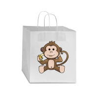 Cheeky Monkey Having A Banana Star Paper Bag - 13 X 7 X 13 | Artistshot