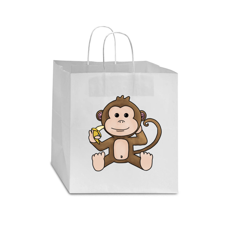 Cheeky Monkey Having A Banana Star Paper Bag - 13 X 7 X 13 | Artistshot