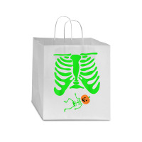 Halloween Green Skeleton X Ray Pregnant Jack O Lantern Star Paper Bag - 13 X 7 X 13 | Artistshot