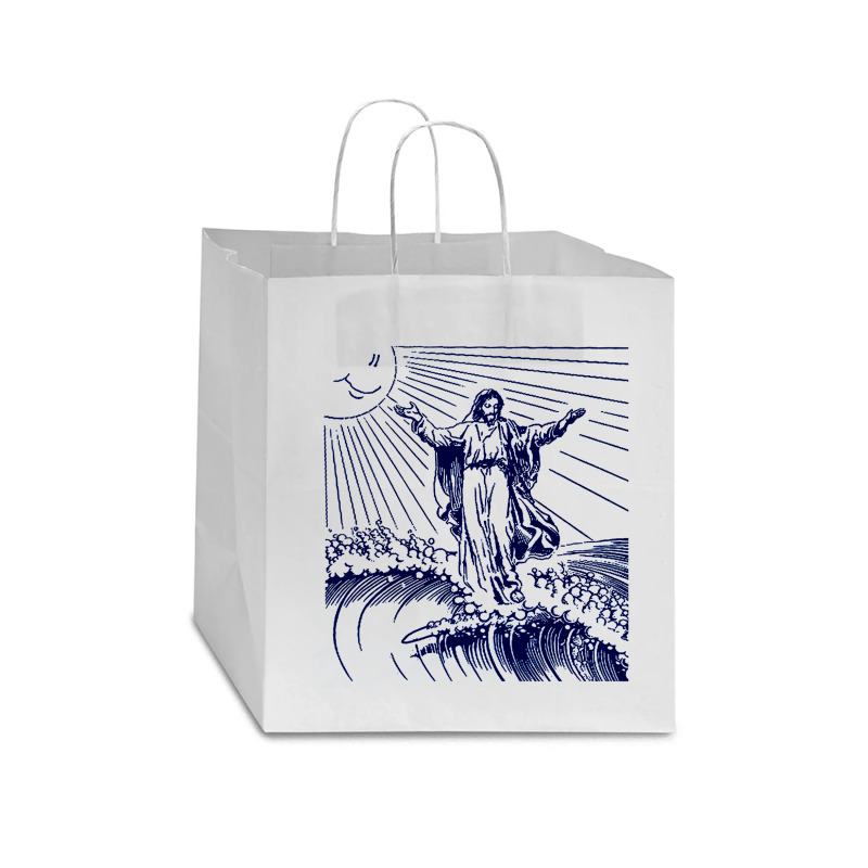 Surfing Jesus, Cool Surf Vintage, The Surfing Jesus, Surfing Jesus, Vi Star Paper Bag - 13 X 7 X 13 | Artistshot