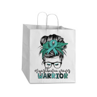 Myasthenia Gravis Warrior Mom Mg Awareness T Shirt Take Out Paper Bag - 14 X 10 X 15 1/2 | Artistshot