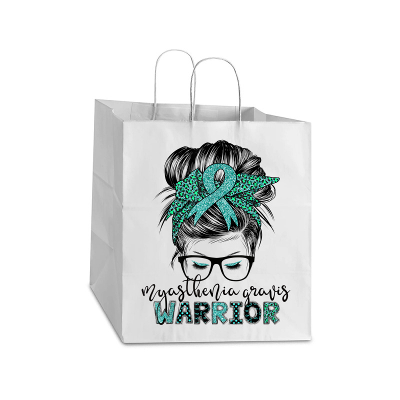 Myasthenia Gravis Warrior Mom Mg Awareness T Shirt Take Out Paper Bag - 14 X 10 X 15 1/2 | Artistshot