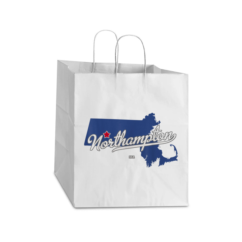 Northampton Massachusetts Ma Map Take Out Paper Bag - 14 X 10 X 15 1/2 | Artistshot