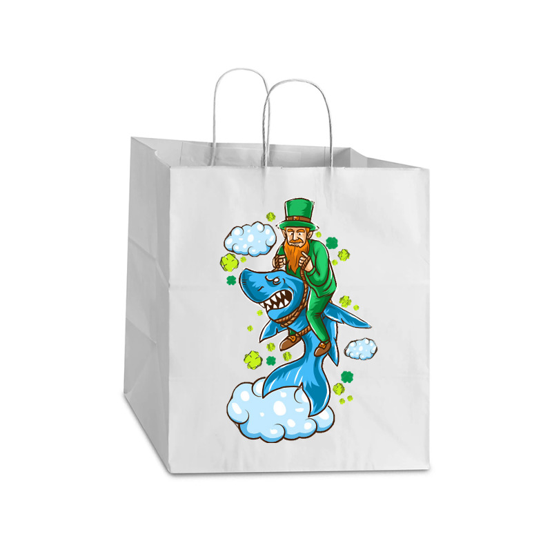 Shark St Patricks Day, Shark St Patricks Day Vintage, Shark St Patrick Take Out Paper Bag - 14 X 10 X 15 1/2 | Artistshot