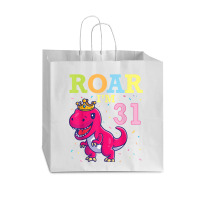 King Dinosaur Dance Happy My Birthday Roar I'm 31 Years Old Vogue Paper Bag - 16 X 6 X 12 | Artistshot