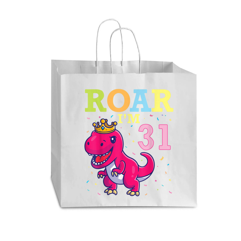 King Dinosaur Dance Happy My Birthday Roar I'm 31 Years Old Vogue Paper Bag - 16 X 6 X 12 | Artistshot