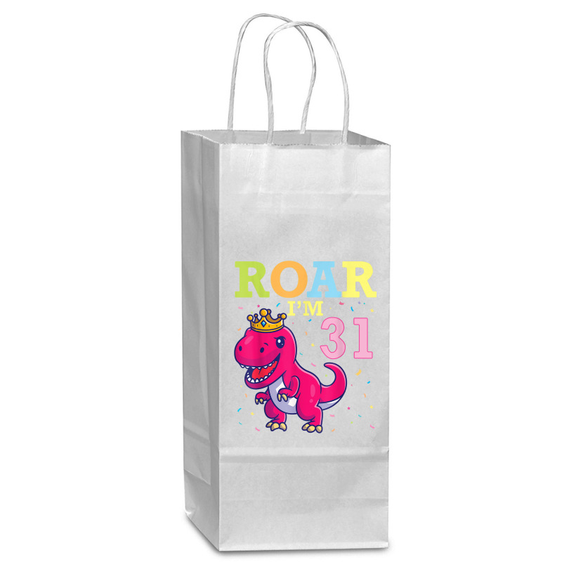 King Dinosaur Dance Happy My Birthday Roar I'm 31 Years Old Wine Paper Bag - 5 1/2 X 3 1/4 X 13 | Artistshot