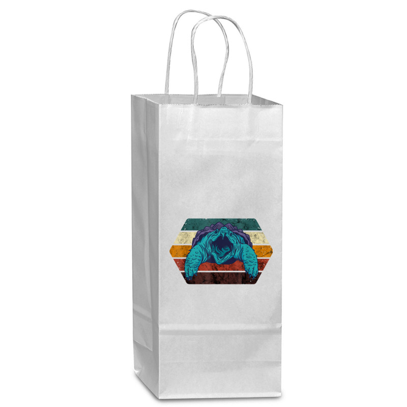 Snapping Turtle Retro Reptile Lover Sea Animal Snap Turtle Wine Paper Bag - 5 1/2 X 3 1/4 X 13 | Artistshot