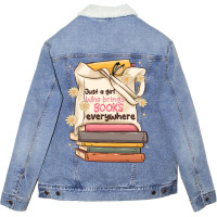 Just A Girl Who Brings Books Everywhere Unisex Sherpa-lined Denim Jacket | Artistshot