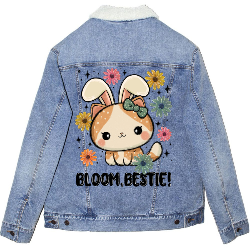 Bloom Bestie Cat Unisex Sherpa-lined Denim Jacket | Artistshot