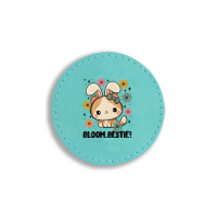 Bloom Bestie Cat Round Leatherette Patch | Artistshot