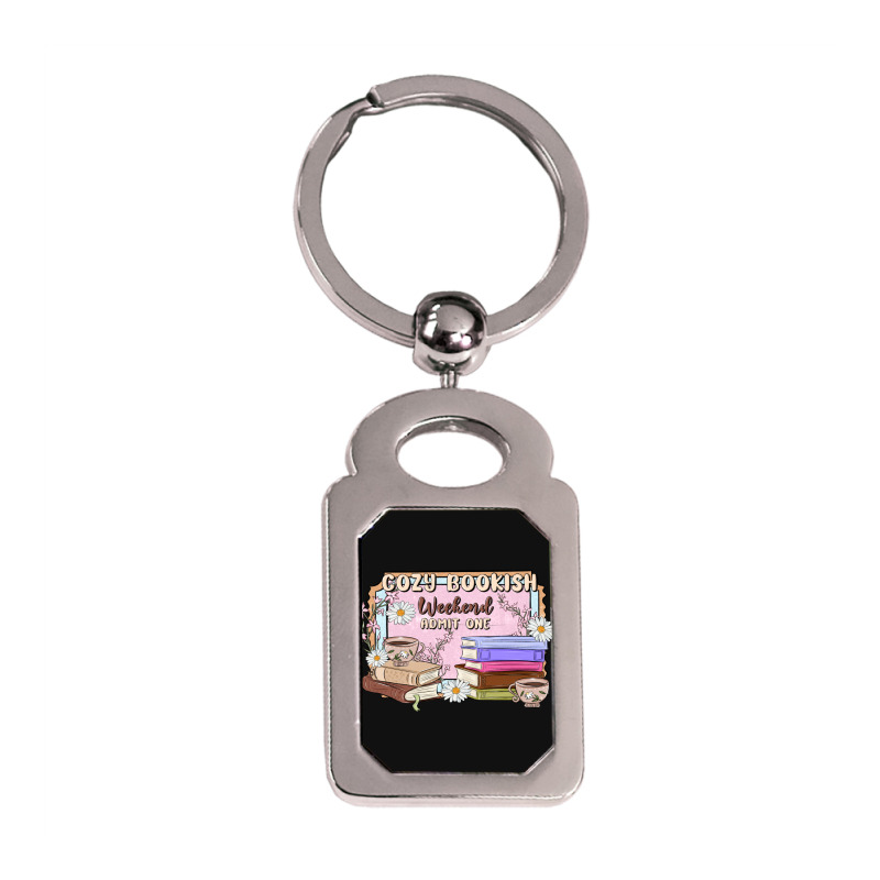 Cozy Bookish Weekend Ticket Silver Rectangle Keychain | Artistshot