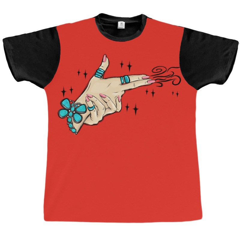 Western Turquoise Gun Hand Graphic T-shirt | Artistshot