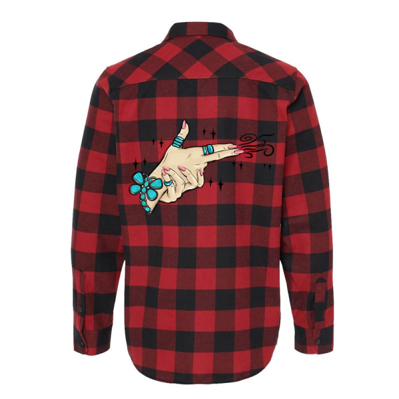 Western Turquoise Gun Hand Flannel Shirt | Artistshot