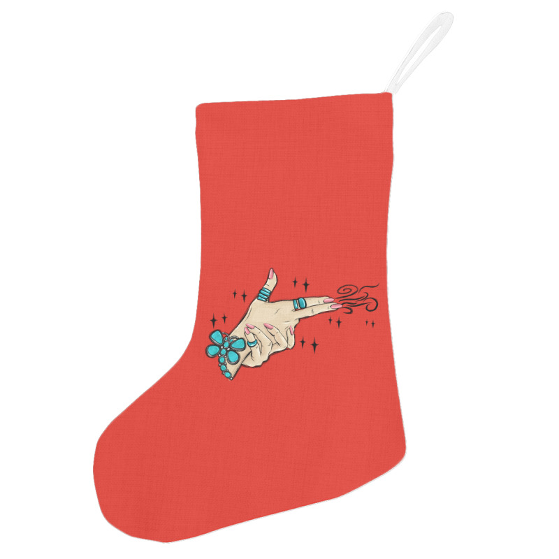 Western Turquoise Gun Hand Holiday Stocking | Artistshot