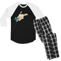 Western Turquoise Gun Hand Men's 3/4 Sleeve Pajama Set | Artistshot